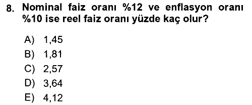Finansal Yönetim 2024-2025 Ara Sınav - 8. soru