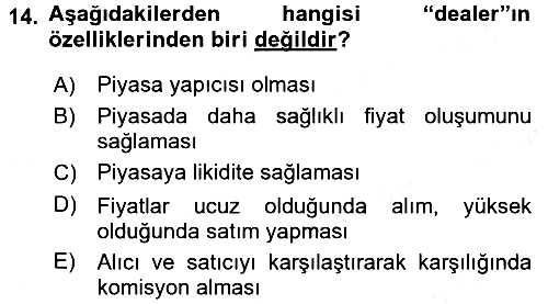 Finansal Yönetim 2015-2016 Tek Ders Sınavı - 14. soru
