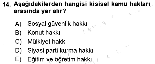 Hukukun Temel Kavramları 2018-2019 3 Ders Sınavı - 14. soru