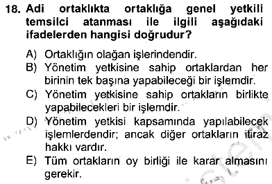 İşletme Hukuku 2012-2013 Ara Sınav - 18. soru