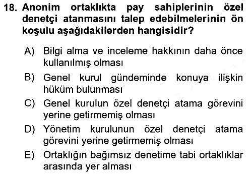 İşletme Hukuku 2018-2019 Ara Sınav - 18. soru