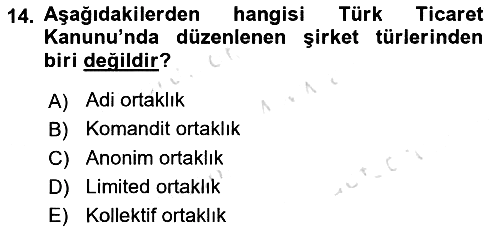 İşletme Hukuku 2021-2022 Ara Sınav - 14. soru