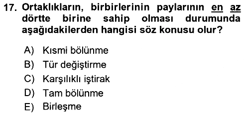 İşletme Hukuku 2021-2022 Ara Sınav - 17. soru