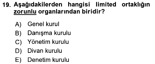 İşletme Hukuku 2021-2022 Ara Sınav - 19. soru