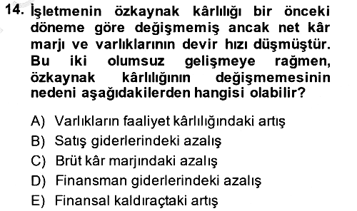 Mali Analiz 2014-2015 Dönem Sonu Sınavı - 14. soru