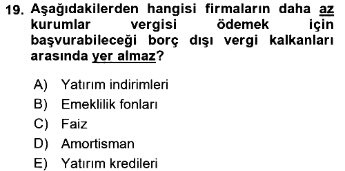 Mali Analiz 2015-2016 Tek Ders Sınavı - 19. soru