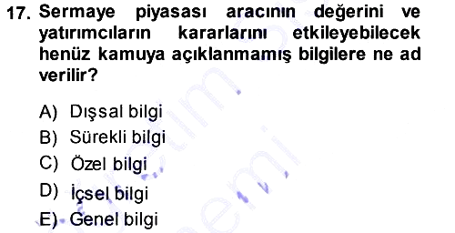 Menkul Kıymet Yatırımları 2013-2014 Ara Sınav - 17. soru