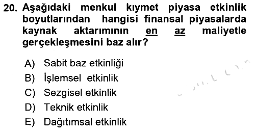Menkul Kıymet Yatırımları 2019-2020 Ara Sınav - 20. soru