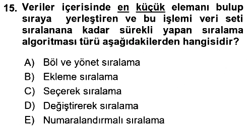 Algoritmalar 2025-2026 Yaz Okulu Sınavı - 15. soru