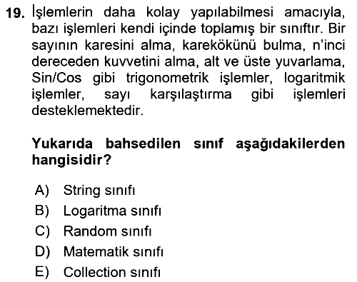 İleri Programlama 1 2021-2022 Ara Sınav - 19. soru