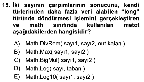 İleri Programlama 1 2023-2024 Ara Sınav - 15. soru