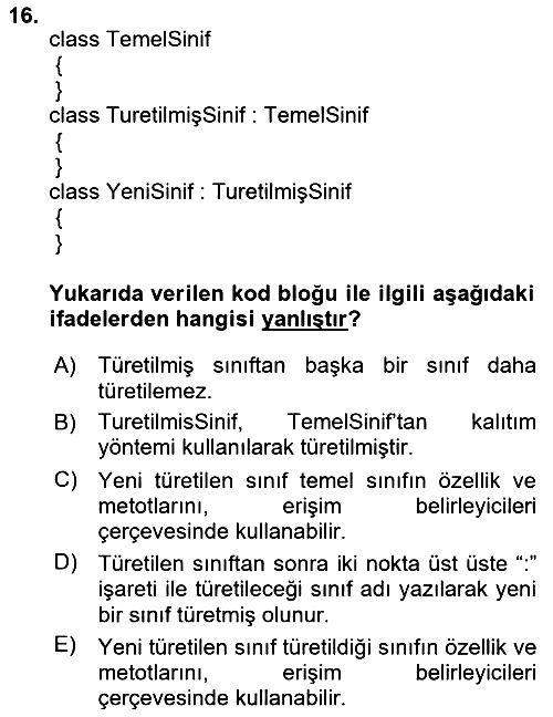 İleri Programlama 1 2021-2022 Dönem Sonu Sınavı - 16. soru