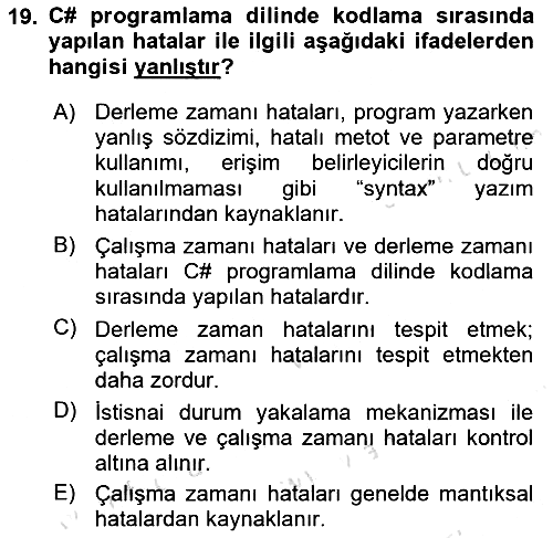 İleri Programlama 1 2021-2022 Dönem Sonu Sınavı - 19. soru