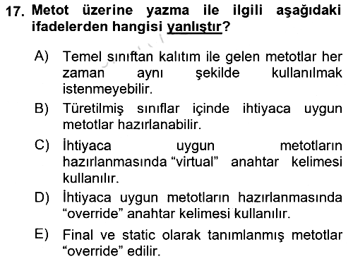 İleri Programlama 1 2024-2025 Dönem Sonu Sınavı - 17. soru