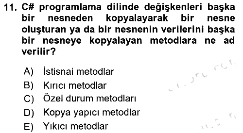 İleri Programlama 1 2025-2026 Dönem Sonu Sınavı - 11. soru