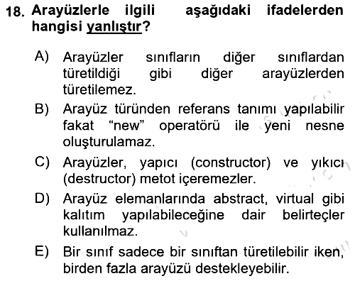 İleri Programlama 1 2025-2026 Dönem Sonu Sınavı - 18. soru