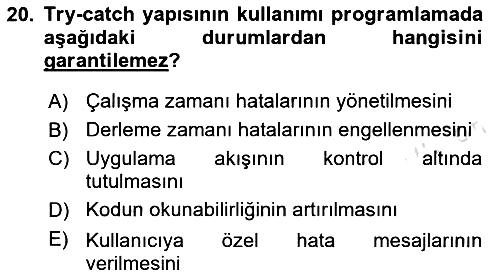 İleri Programlama 1 2025-2026 Dönem Sonu Sınavı - 20. soru