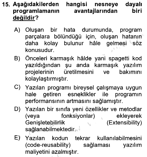 İleri Programlama 1 2021-2022 Yaz Okulu Sınavı - 15. soru