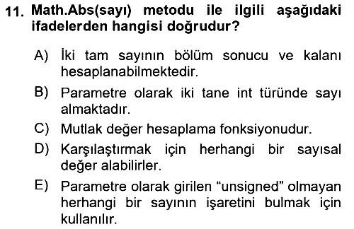 İleri Programlama 1 2022-2023 Yaz Okulu Sınavı - 11. soru