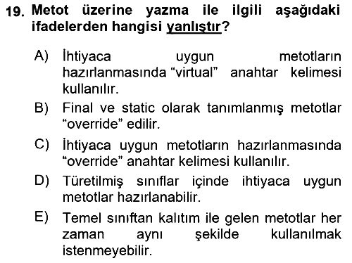 İleri Programlama 1 2022-2023 Yaz Okulu Sınavı - 19. soru