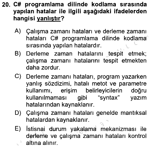 İleri Programlama 1 2022-2023 Yaz Okulu Sınavı - 20. soru