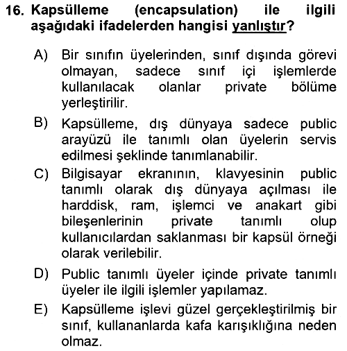 İleri Programlama 1 2023-2024 Yaz Okulu Sınavı - 16. soru