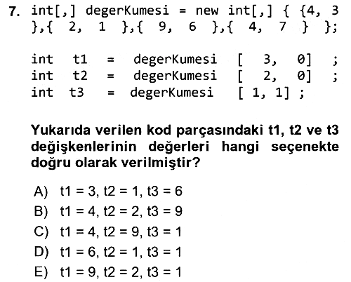 İleri Programlama 1 2024-2025 Yaz Okulu Sınavı - 7. soru