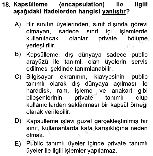 İleri Programlama 1 2024-2025 Yaz Okulu Sınavı - 18. soru