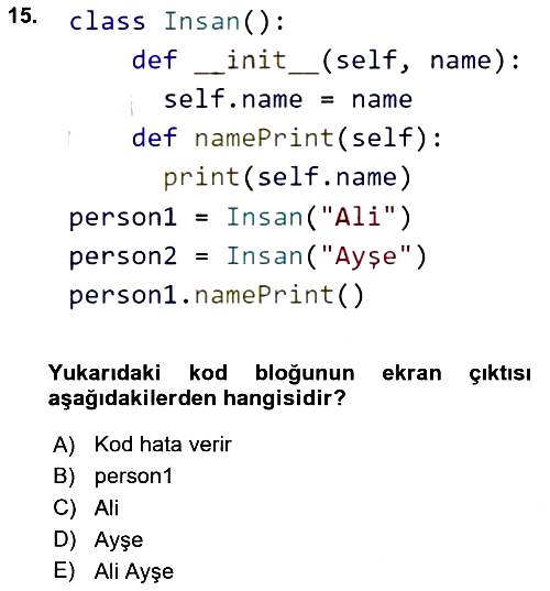 Programlama 2 2025-2026 Yaz Okulu Sınavı - 15. soru