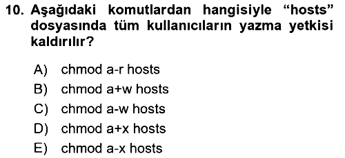 Unix Sistem Yönetimi 2022-2023 Dönem Sonu Sınavı - 10. soru
