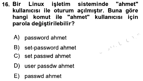Unix Sistem Yönetimi 2023-2024 Dönem Sonu Sınavı - 16. soru