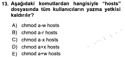 Unix Sistem Yönetimi 2022-2023 Yaz Okulu Sınavı - 13. soru