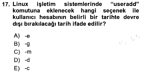 Unix Sistem Yönetimi 2023-2024 Yaz Okulu Sınavı - 17. soru