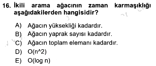 Veri Yapıları 2023-2024 Yaz Okulu Sınavı - 16. soru