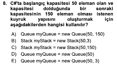 Veri Yapıları 2024-2025 Yaz Okulu Sınavı - 8. soru
