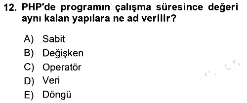 Web Sunucu Programlama 2023-2024 Ara Sınav - 12. soru
