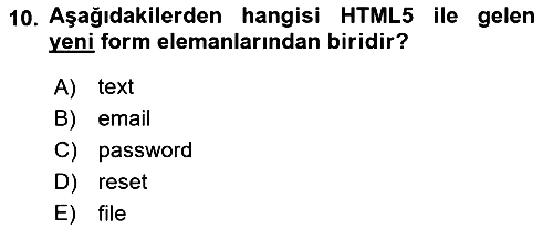 Web Tabanlı Kodlama 2018-2019 Yaz Okulu Sınavı - 10. soru