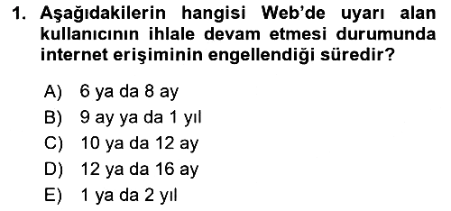 Web’de Telif Hakları ve Etik 2020-2021 Yaz Okulu Sınavı - 1. soru