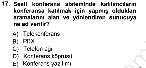 Büro Teknolojileri 2012-2013 Ara Sınav - 17. soru