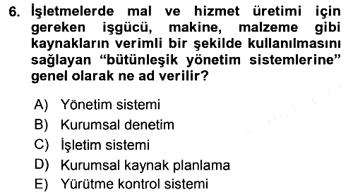 Büro Teknolojileri 2017-2018 Dönem Sonu Sınavı - 6. soru