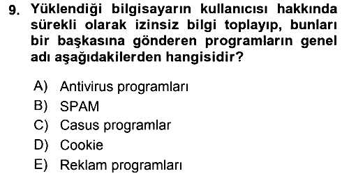 Büro Teknolojileri 2017-2018 Dönem Sonu Sınavı - 9. soru