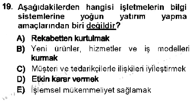 Büro Teknolojileri 2012-2013 Tek Ders Sınavı - 19. soru
