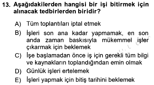 Bürolarda Temel Kavramlar 2019-2020 Dönem Sonu Sınavı - 13. soru
