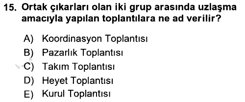 Bürolarda Temel Kavramlar 2019-2020 Dönem Sonu Sınavı - 15. soru