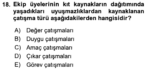 Ekip Yönetimi ve Liderlik 2021-2022 Dönem Sonu Sınavı - 18. soru