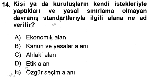 İş Hayatında Standartlar 2016-2017 3 Ders Sınavı - 14. soru
