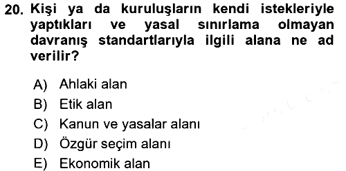 İş Hayatında Standartlar 2016-2017 Dönem Sonu Sınavı - 20. soru