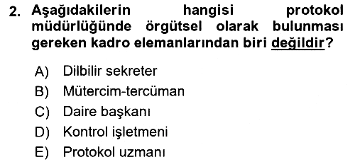 İş Ortamında Protokol Ve Davranış Kuralları 2021-2022 Ara Sınav - 2. soru