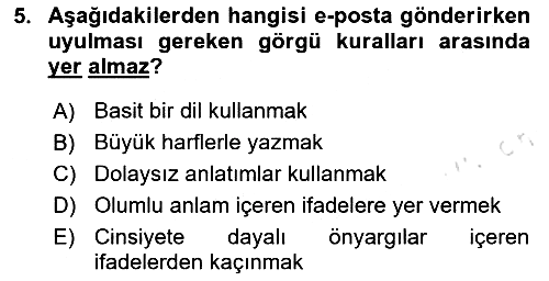 İş Ortamında Protokol Ve Davranış Kuralları 2024-2025 Ara Sınav - 5. soru