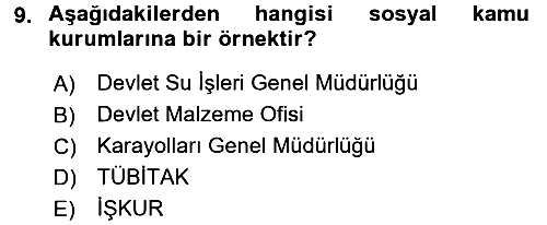 Kamu Özel Kesim Yapısı Ve İlişkileri 2016-2017 Dönem Sonu Sınavı - 9. soru
